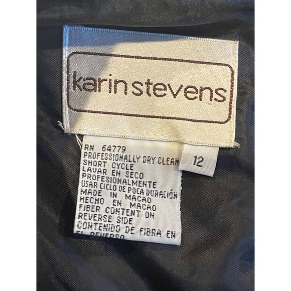 Karin Stevens Women's Skirt Suit Embroidered One Button Short Sleeve Black SZ 12 - Picture 5 of 7